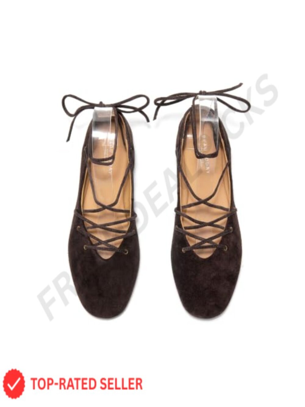 Genuine Leather Suede Lace Up Ballet Flats Square Toe Comfortable Women's Shoes